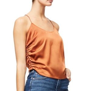 Good American The Ruched Satin Cami tank top satin in Copper size 2 (Medium)